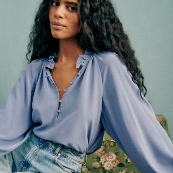 Sezane Tops - Sezane Loubna Blouse Lavender Blue Size 4